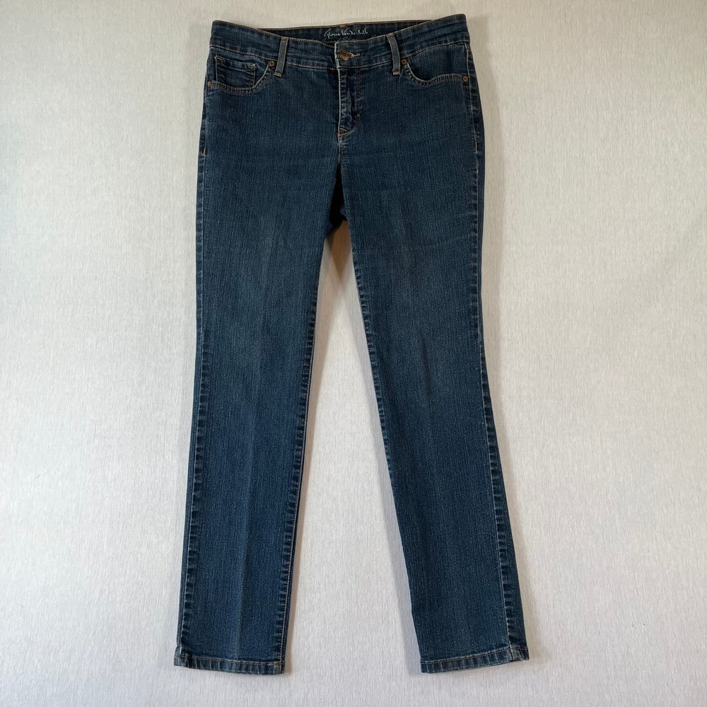 Gloria Vanderbilt Amanda Straight Leg Jeans 8 Petite Dark Wash Slimming 26" Ins